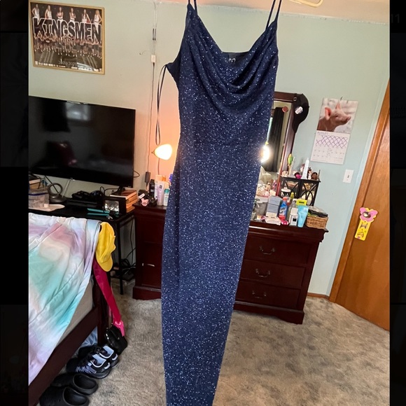 blue dress for baby girl Twinkling Night Glitter Midi Dress main image 0